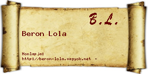 Beron Lola névjegykártya